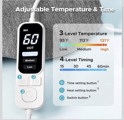 New - Heated Eye Mask Indigo/Grey,USB, Washable, Adjustable, Timer - Thumbnail 4