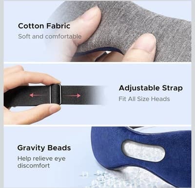 New - Heated Eye Mask Indigo/Grey,USB, Washable, Adjustable, Timer - Thumbnail 7