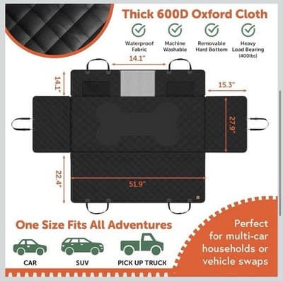 New GoPup! Backseat Cover/Extender/Hammock Hard Bottom Heavy Duty 400lbs/Window - Thumbnail 4