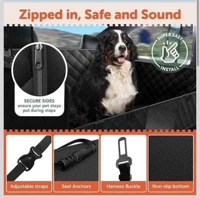 New GoPup! Backseat Cover/Extender/Hammock Hard Bottom Heavy Duty 400lbs/Window - Thumbnail 2