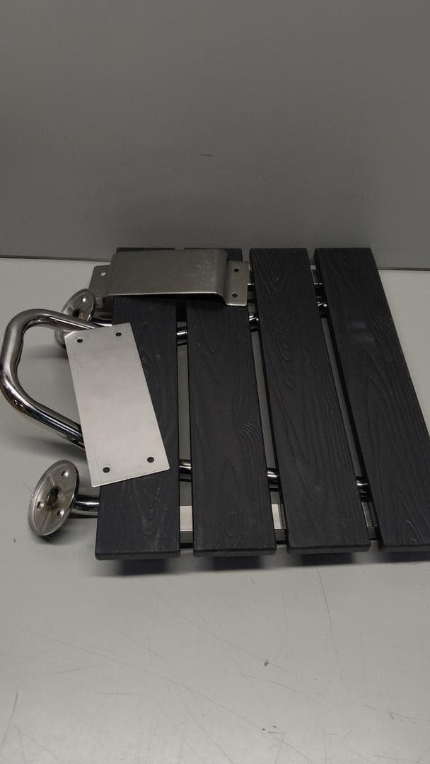 Folding, Height Adjustable, Black, Stainless, Shower Chair Seat - Thumbnail 7