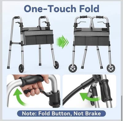 New Loyoda Folding Walker With Basket Supports Up To 350 Lbs Weighs Only 7 lbs - Thumbnail 5