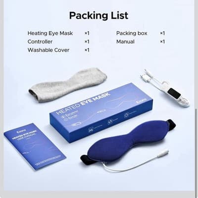 New - Heated Eye Mask Indigo/Grey,USB, Washable, Adjustable, Timer - Thumbnail 8
