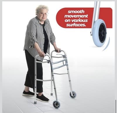 New Medical King Folding Walker w/ Wheels – Lightweight, Adjustable,Up To 350lbs - Thumbnail 7