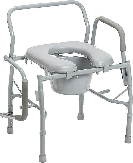 New in Box Drive Medical Commode Chair Mobile Toilet with Padded Seat & Arms - Thumbnail 4