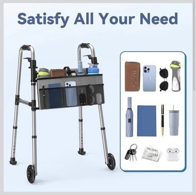 New Loyoda Folding Walker With Basket Supports Up To 350 Lbs Weighs Only 7 lbs - Thumbnail 3