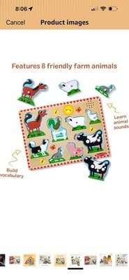 New W/ Batteries Melissa & Doug Farm Animals Wooden Peg Puzzle With Sound - Thumbnail 12