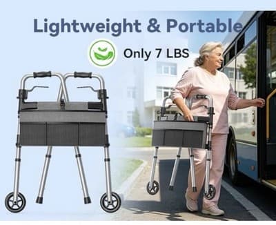 New Loyoda Folding Walker With Basket Supports Up To 350 Lbs Weighs Only 7 lbs - Thumbnail 9