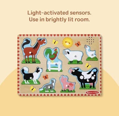 New W/ Batteries Melissa & Doug Farm Animals Wooden Peg Puzzle With Sound - Thumbnail 7