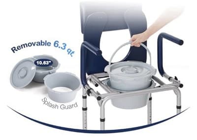 New Drop Arm Bedside Commode Toilet Supports 300lbs Removable Bucket- HolyHeal - Thumbnail 11