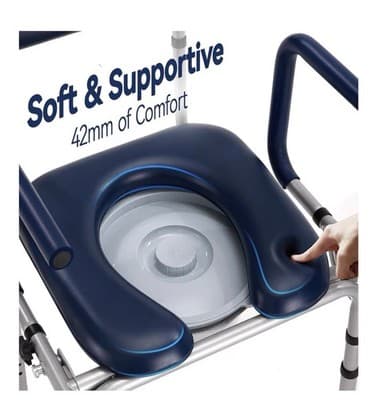 New Drop Arm Bedside Commode Toilet Supports 300lbs Removable Bucket- HolyHeal - Thumbnail 5