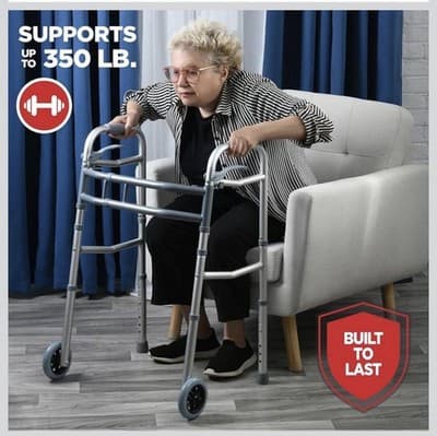 New Medical King Folding Walker w/ Wheels – Lightweight, Adjustable,Up To 350lbs - Thumbnail 6