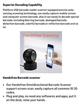 New Omnidirectional Barcode Scanner- NetumScan - Automatic Handsfree 1D/2D - Thumbnail 11