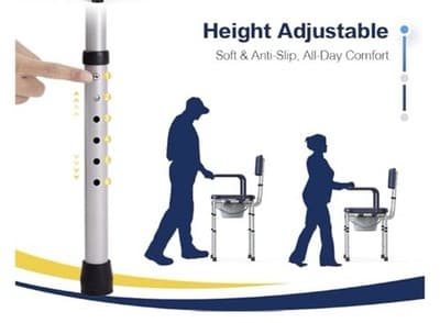 New Drop Arm Bedside Commode Toilet Supports 300lbs Removable Bucket- HolyHeal - Thumbnail 9