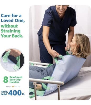 Improvia Positioning Bed Pad LARGE 34" x 52" Green 8 Reinforced Handles Washable - Thumbnail 6