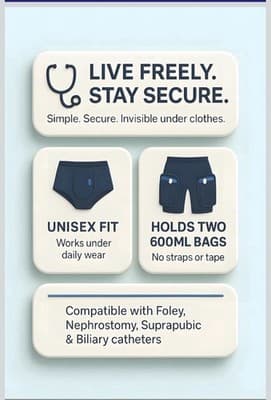 New Cathwear Catheter Leg Bag Underwear Medium - Thumbnail 5