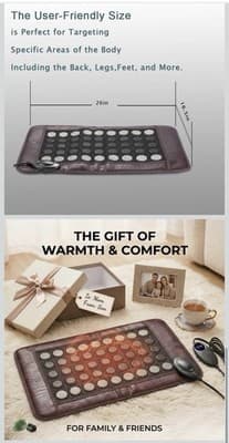 Far Infrared Heating Pad Jade & Tourmaline Stones EMF Free - Adjustable - Thumbnail 4