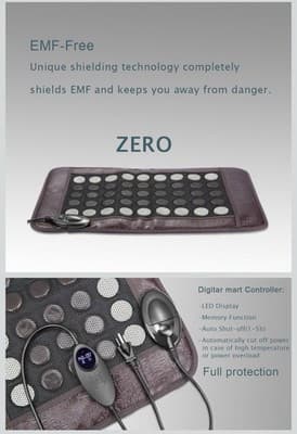 Far Infrared Heating Pad Jade & Tourmaline Stones EMF Free - Adjustable - Thumbnail 2