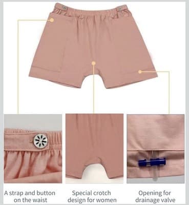 New 3x Incontinence Care Catheter Leg Bag Shorts with Pockets Dark Grey For Men - Thumbnail 3