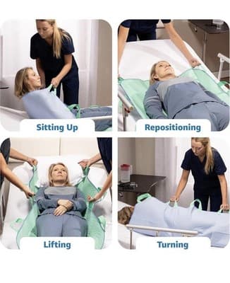 Improvia Positioning Bed Pad LARGE 34" x 52" Green 8 Reinforced Handles Washable - Thumbnail 3