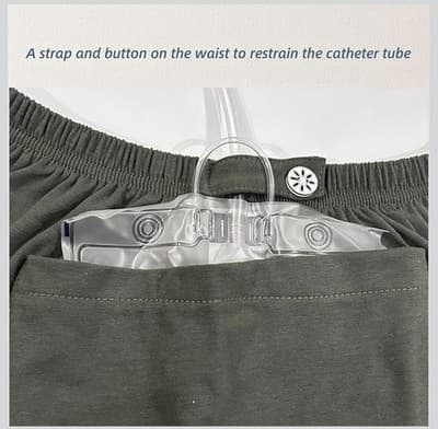 New 3x Incontinence Care Catheter Leg Bag Shorts with Pockets Dark Grey For Men - Thumbnail 2