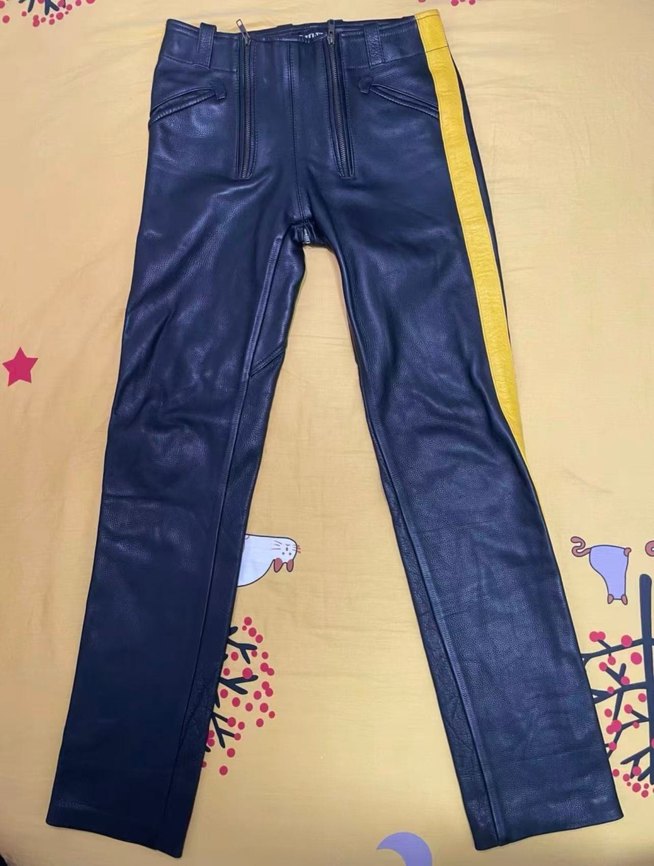 Leather Maniacs Men’s Classic Double-Zip Cowhide Leather Pants - Image 1