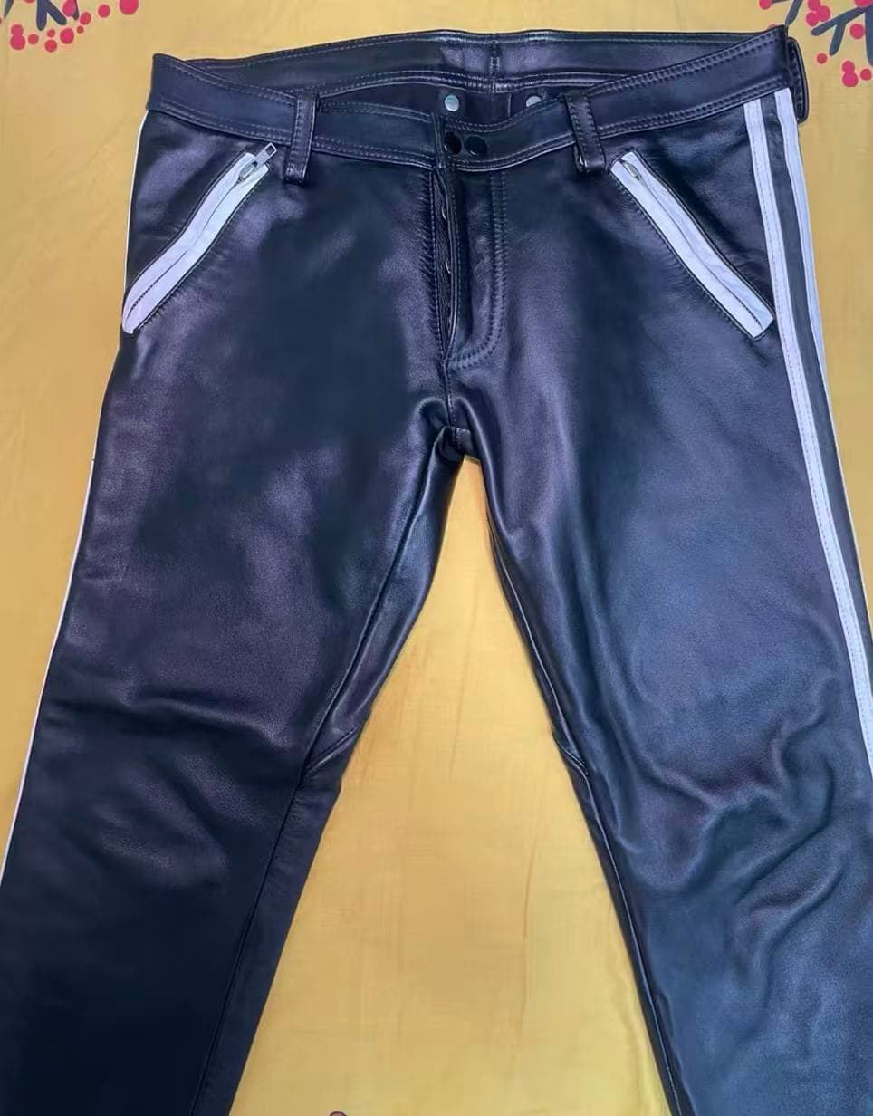 Mister B Leather Police-Style Leather Pants - Thumbnail 4