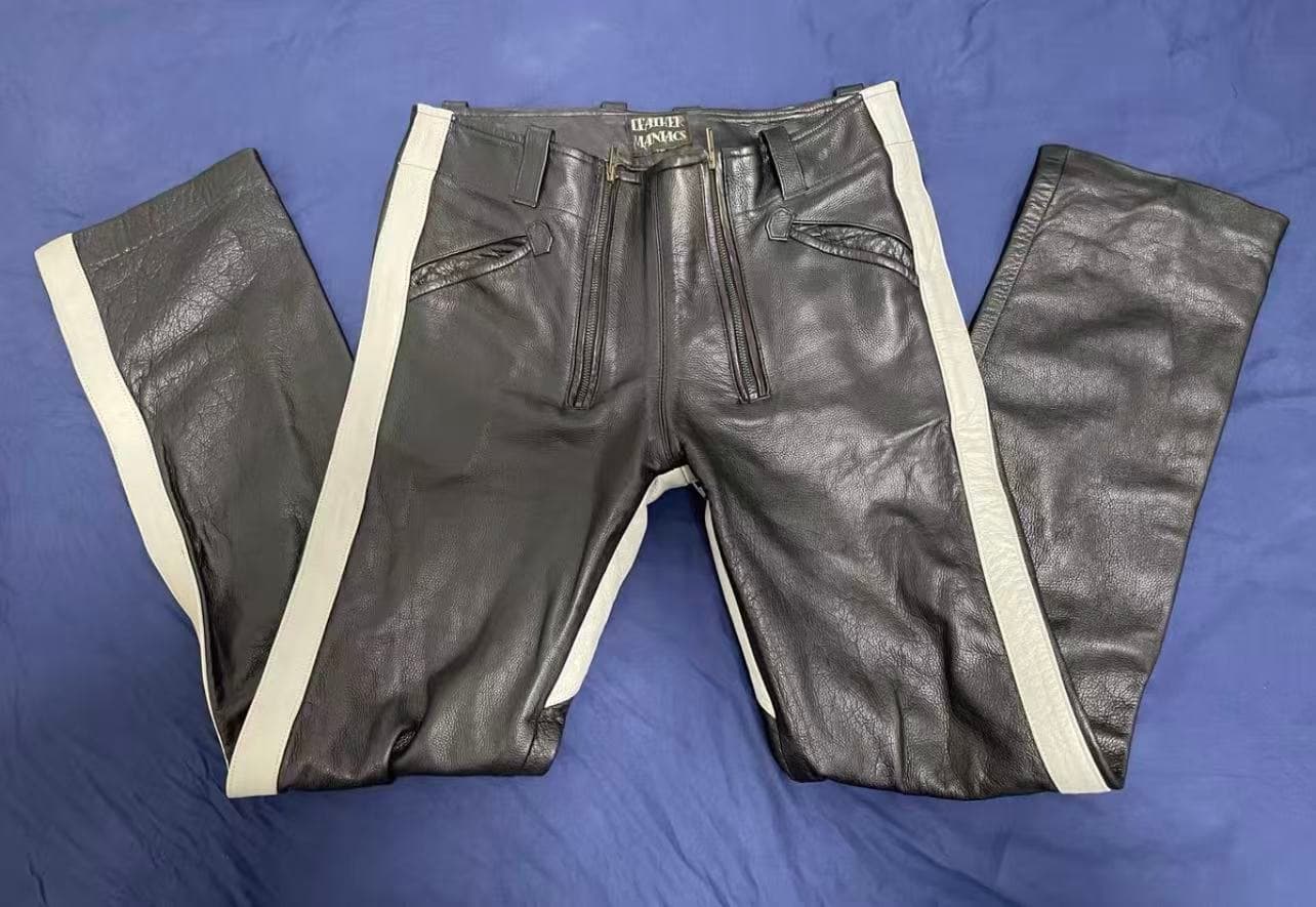 Men’s Cowhide Leather Pants – Leather Maniacs Classic Double-Zip Style** - Thumbnail 3