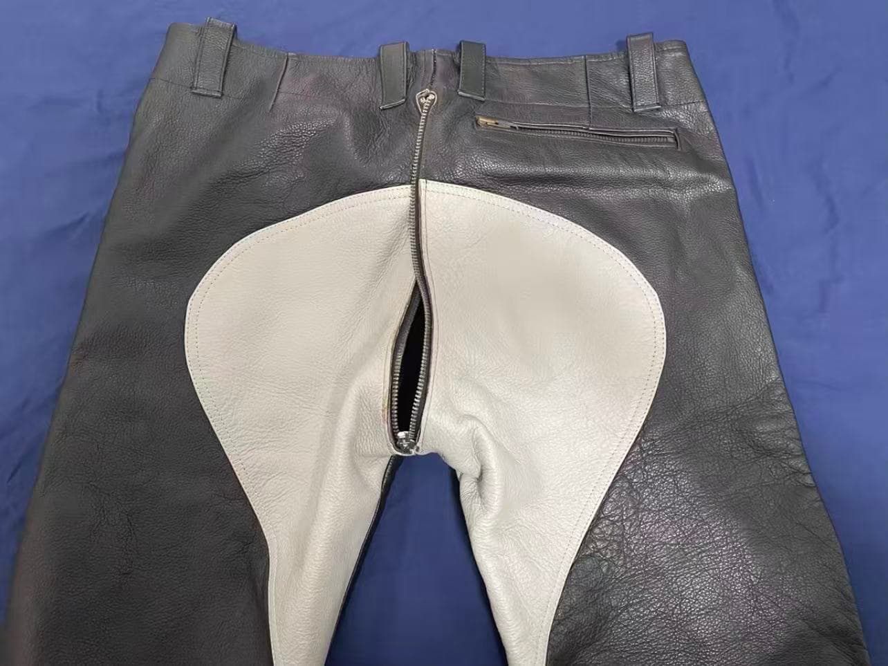 Men’s Cowhide Leather Pants – Leather Maniacs Classic Double-Zip Style** - Thumbnail 5