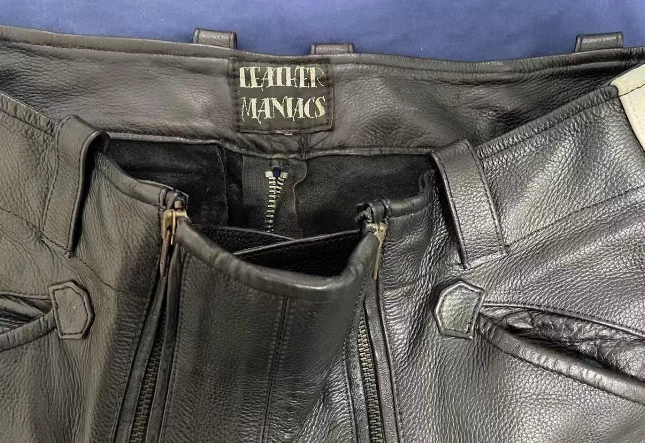Men’s Cowhide Leather Pants – Leather Maniacs Classic Double-Zip Style** - Thumbnail 9