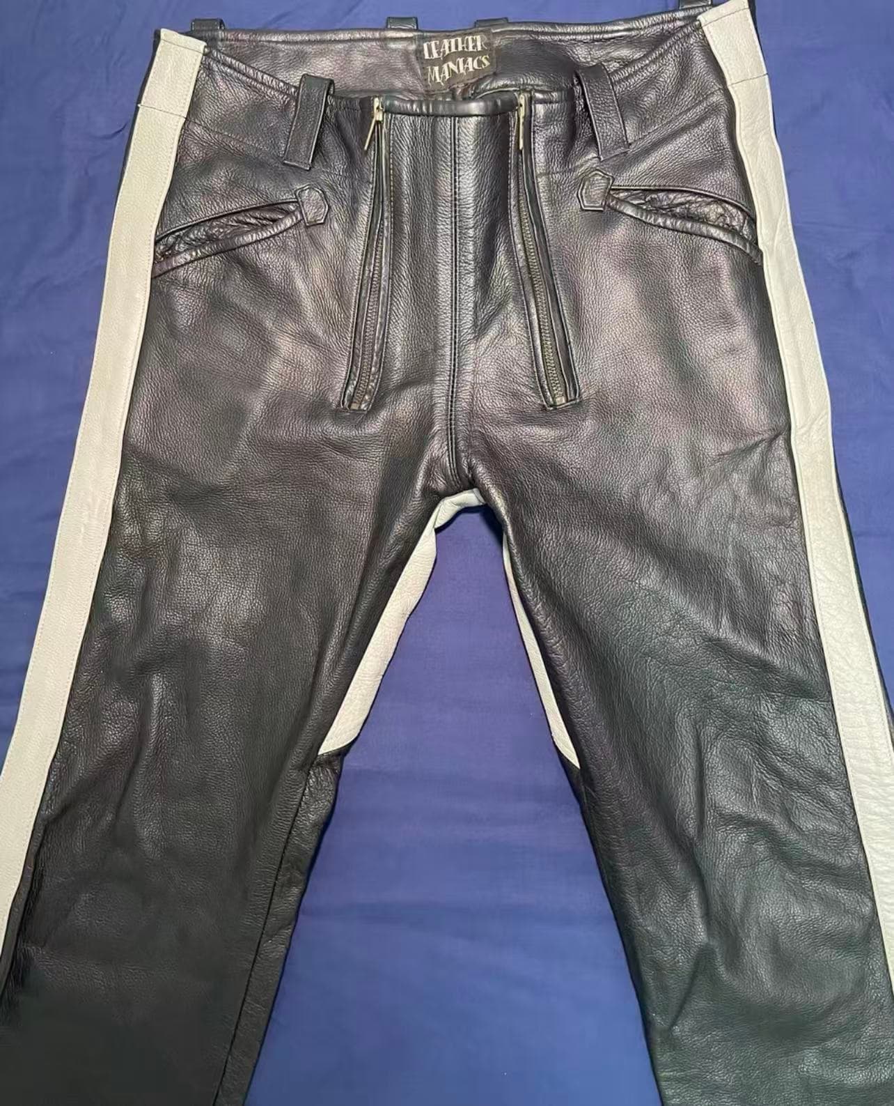 Men’s Cowhide Leather Pants – Leather Maniacs Classic Double-Zip Style** - Thumbnail 2
