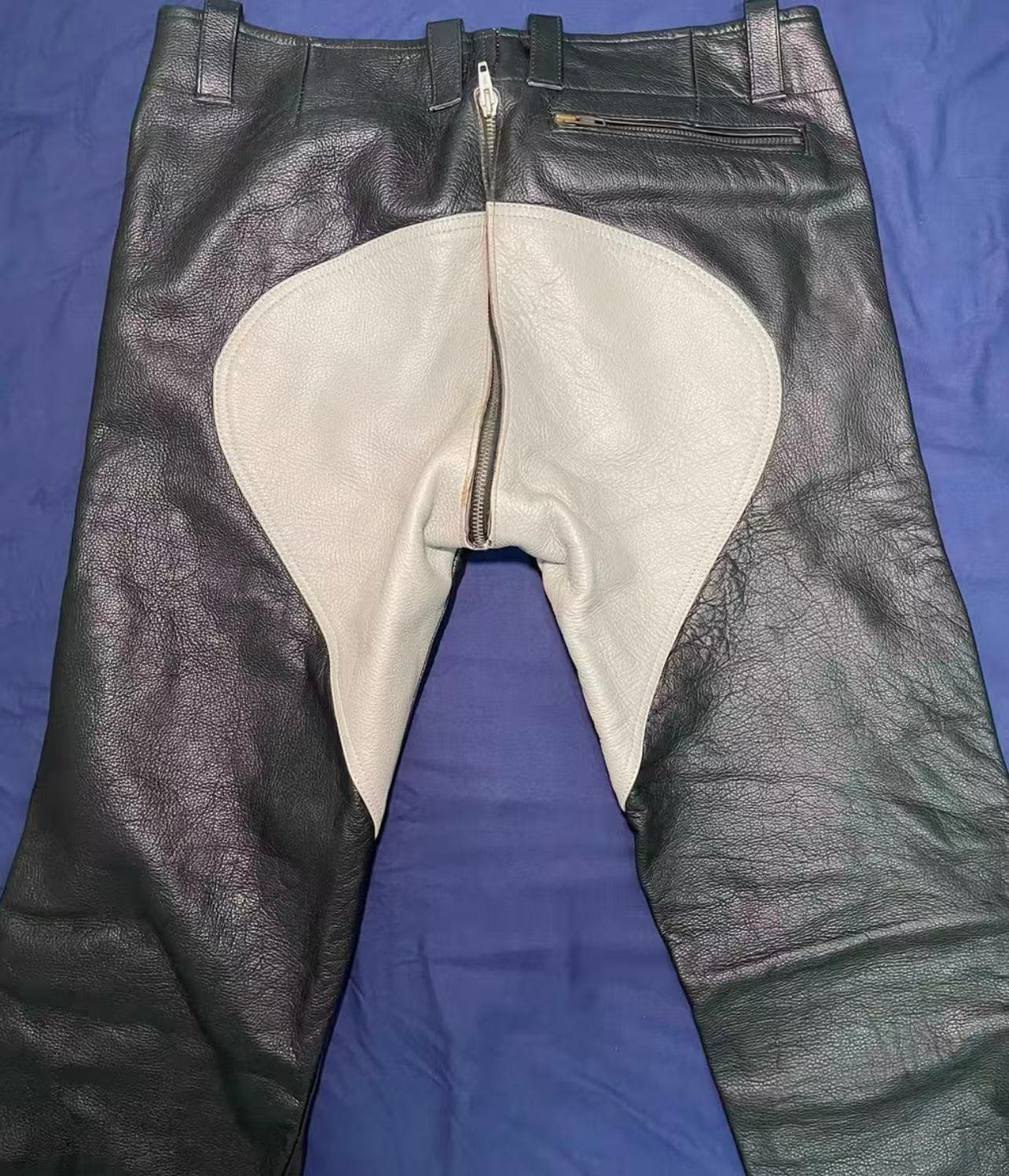 Men’s Cowhide Leather Pants – Leather Maniacs Classic Double-Zip Style** - Thumbnail 4