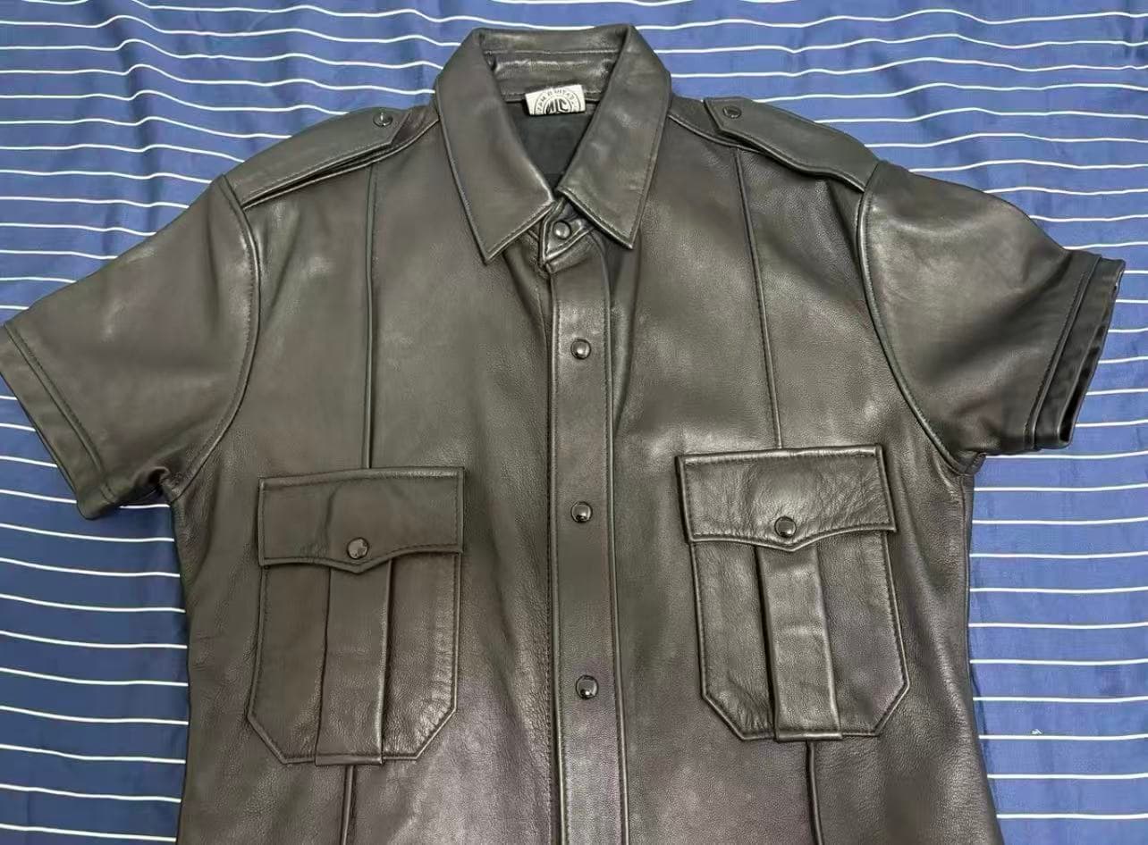 NYC Cowhide Leather Shirt – Short Sleeve - Thumbnail 3