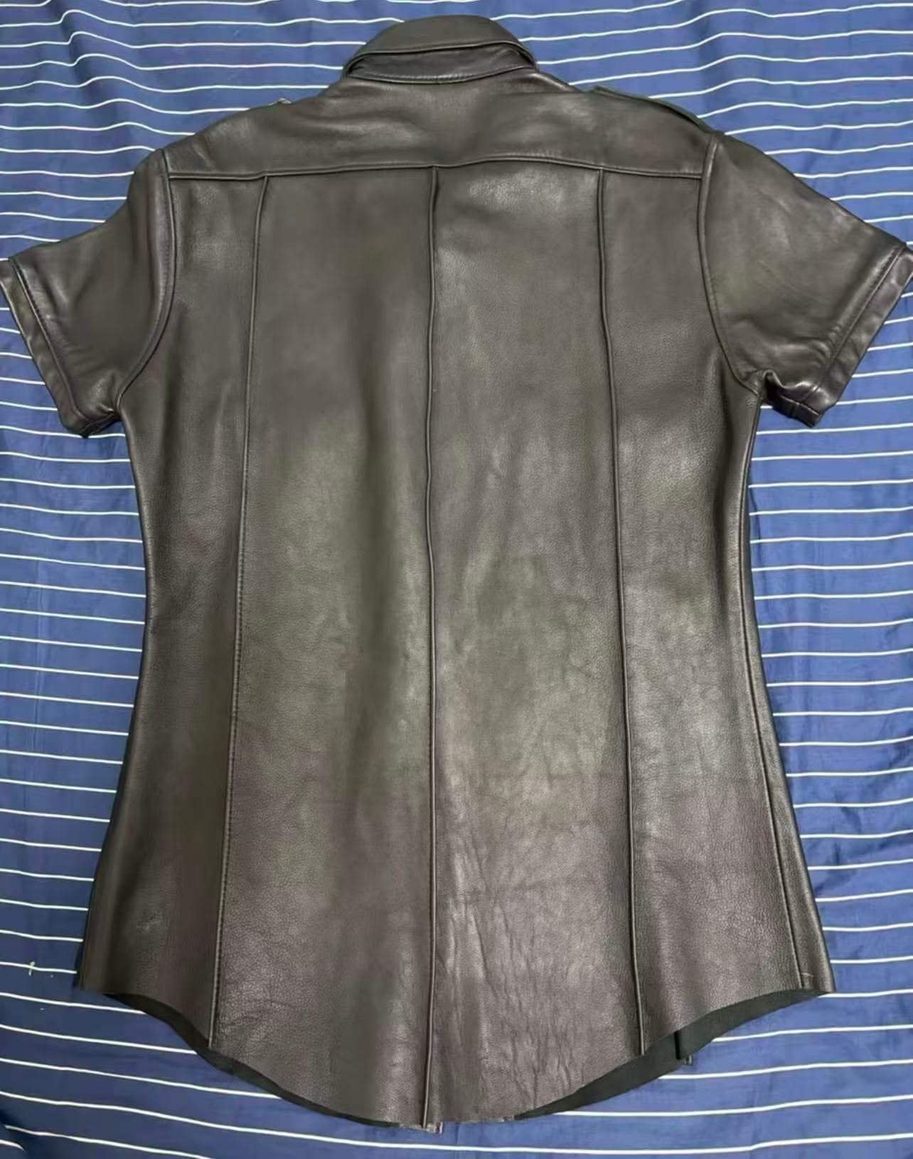 NYC Cowhide Leather Shirt – Short Sleeve - Thumbnail 7