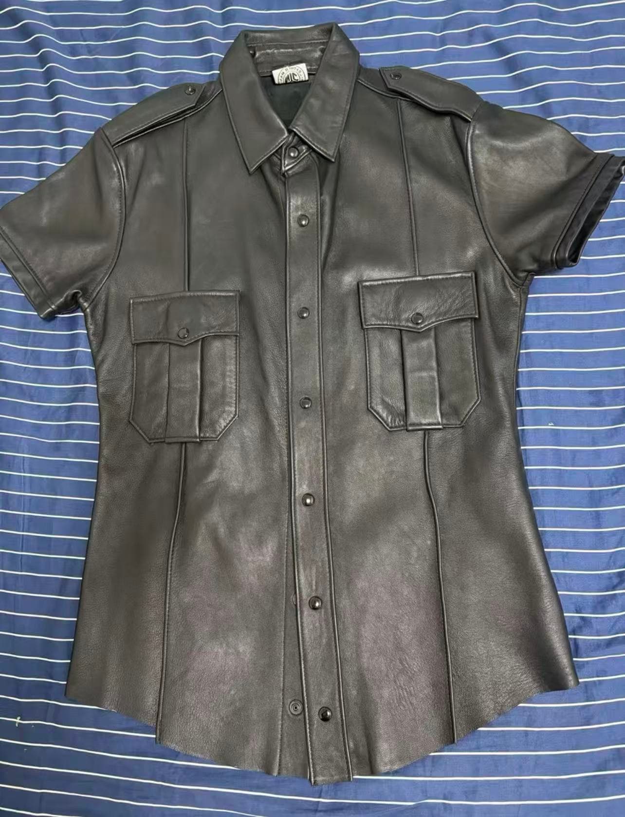 NYC Cowhide Leather Shirt – Short Sleeve - Image 1