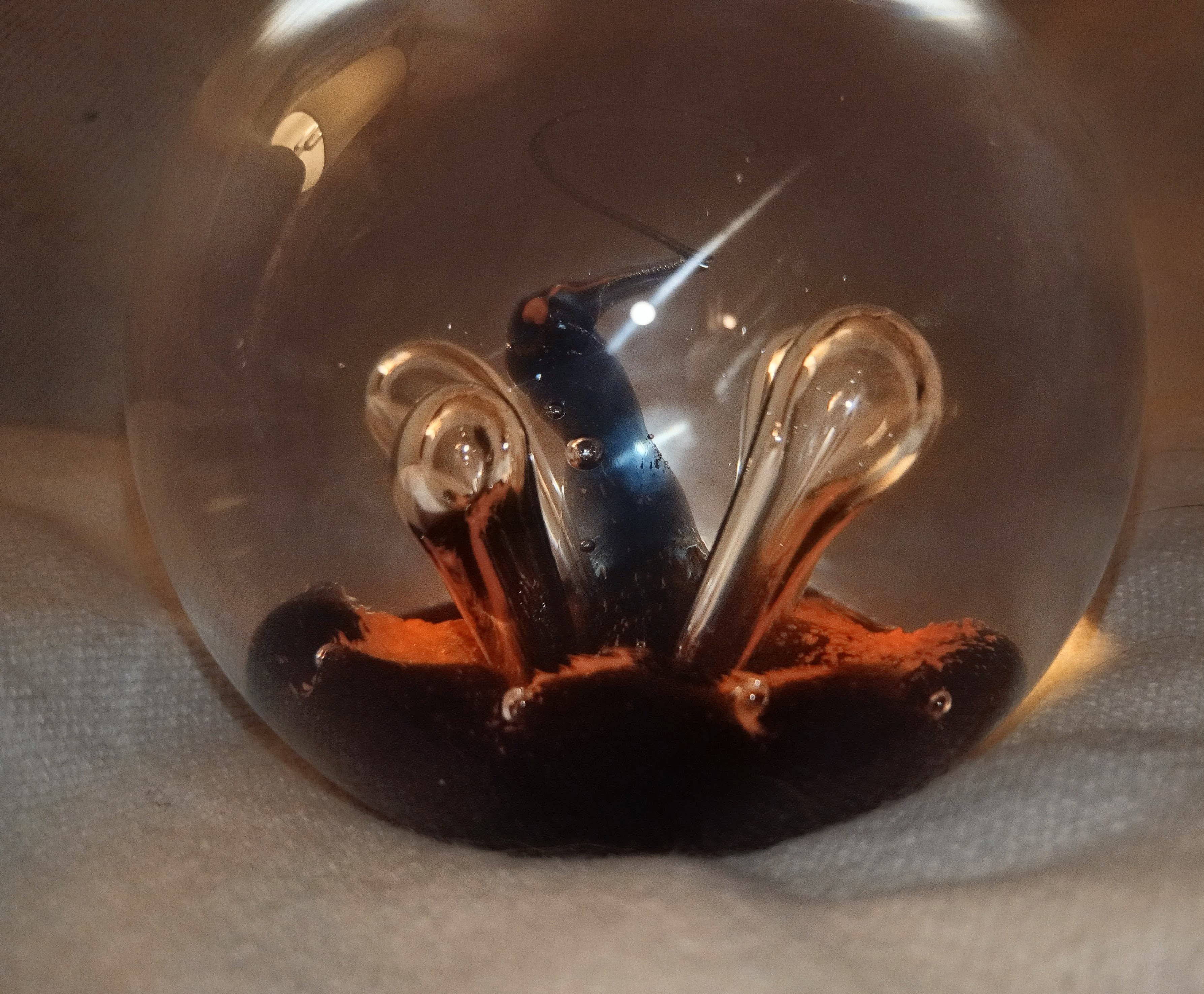 Vintage Caithness Glass "Moonflower" Paperweight - Handmade in Scotland - Cobalt Blue & White - Thumbnail 4