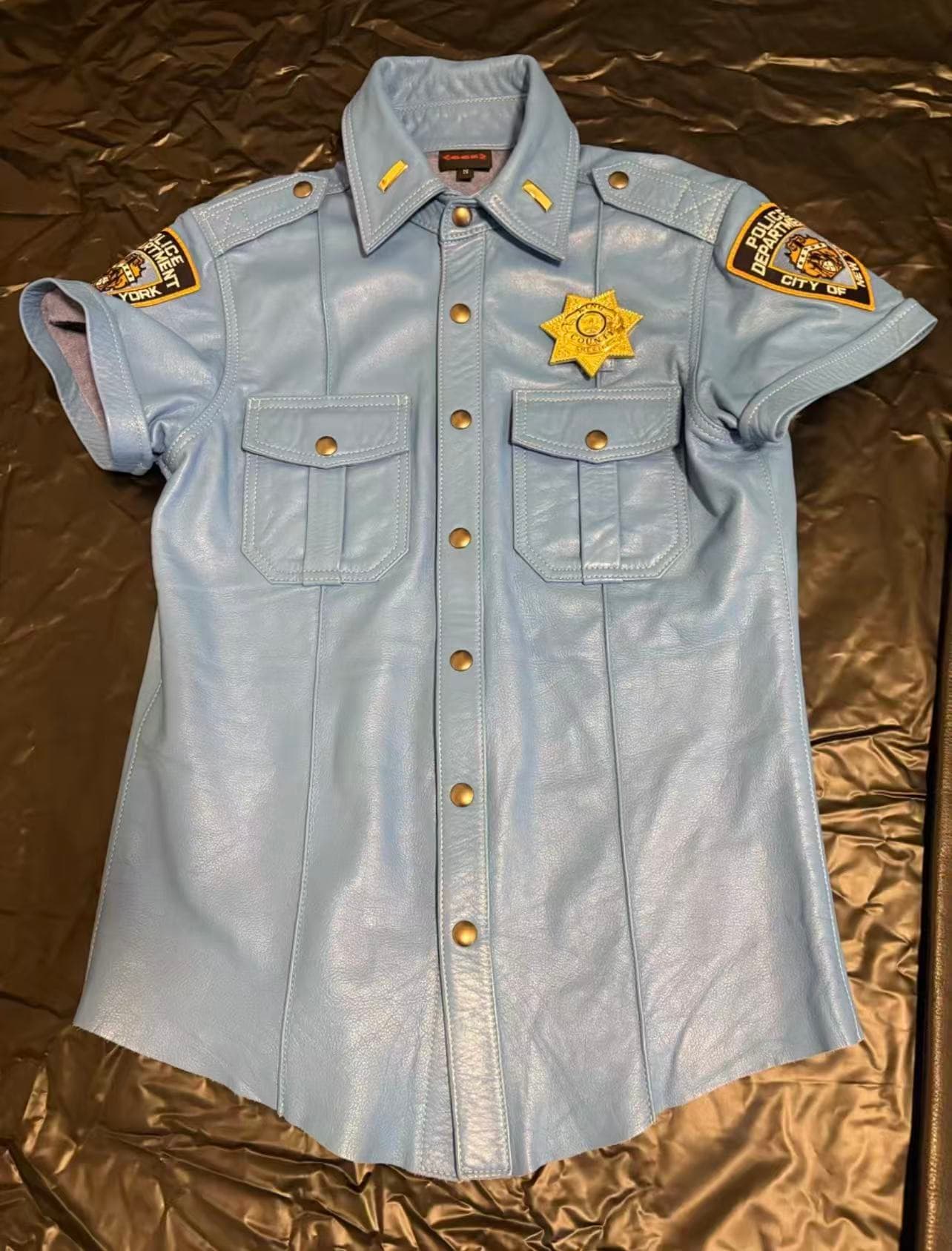 665 Blue Cowhide Leather Shirt + 665 Cowhide Leather Pants + LeatherMaster Cowhide Leather Pants + ROB Cowhide Leather Vest Set - Thumbnail 2