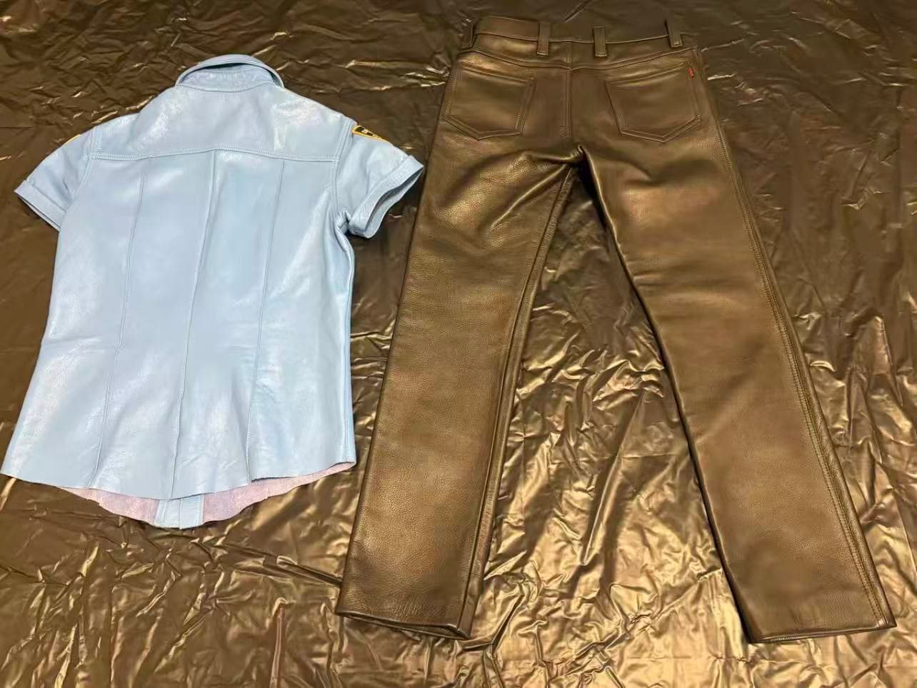 665 Blue Cowhide Leather Shirt + 665 Cowhide Leather Pants + LeatherMaster Cowhide Leather Pants + ROB Cowhide Leather Vest Set - Thumbnail 5