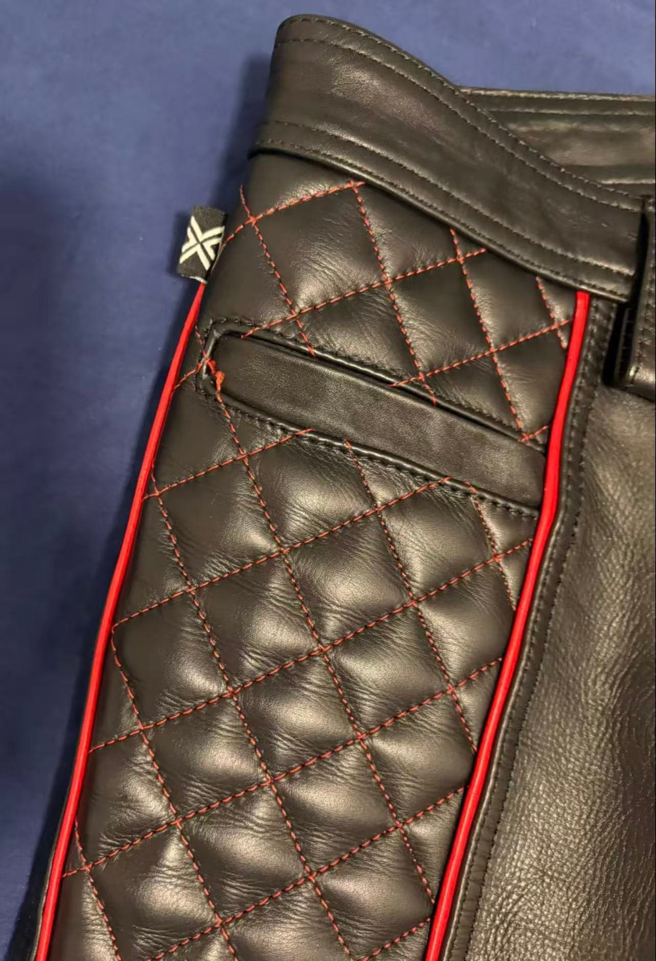 Boxer Berlin Diamond-Quilted Cowhide Leather Pants - Thumbnail 6