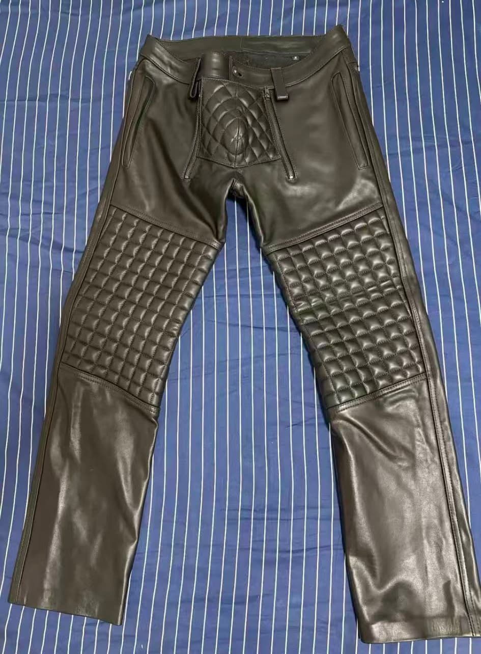 Regulation Leather Pants – Classic Diamond Quilted Double-Zip Style - Image 1