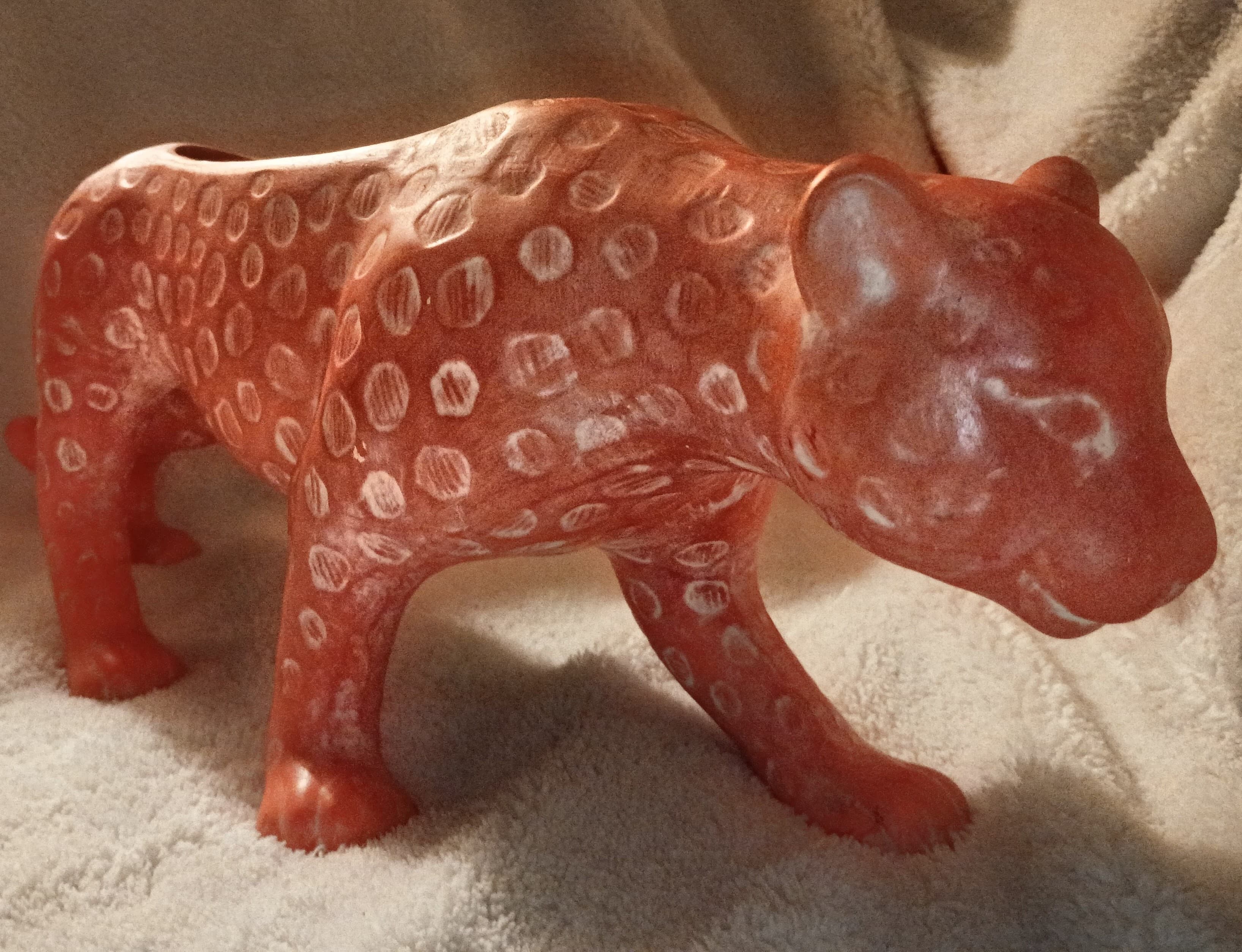 Handcrafted Ceramic Leopard Planter with White Accents - Thumbnail 3