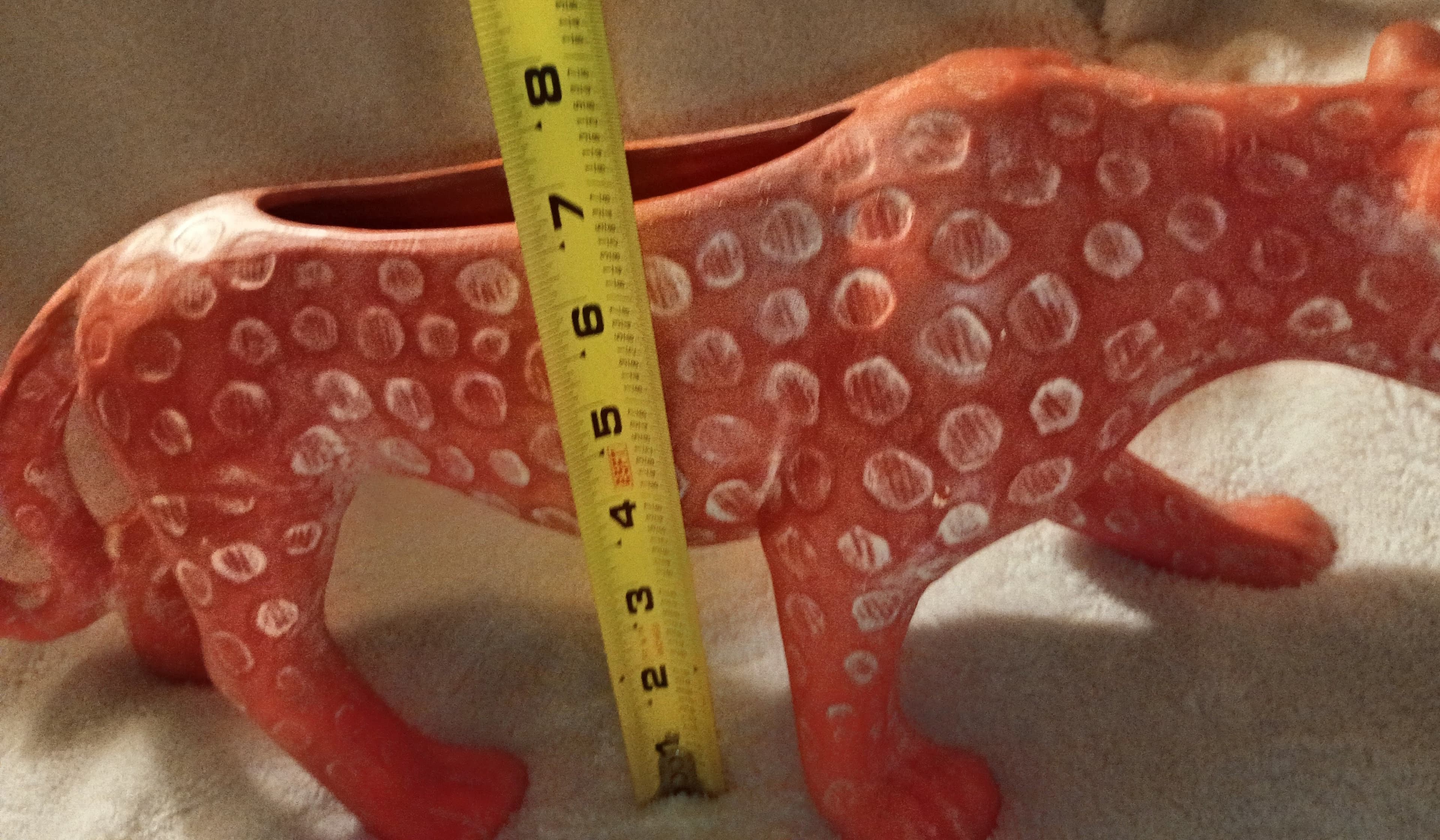 Handcrafted Ceramic Leopard Planter with White Accents - Thumbnail 8