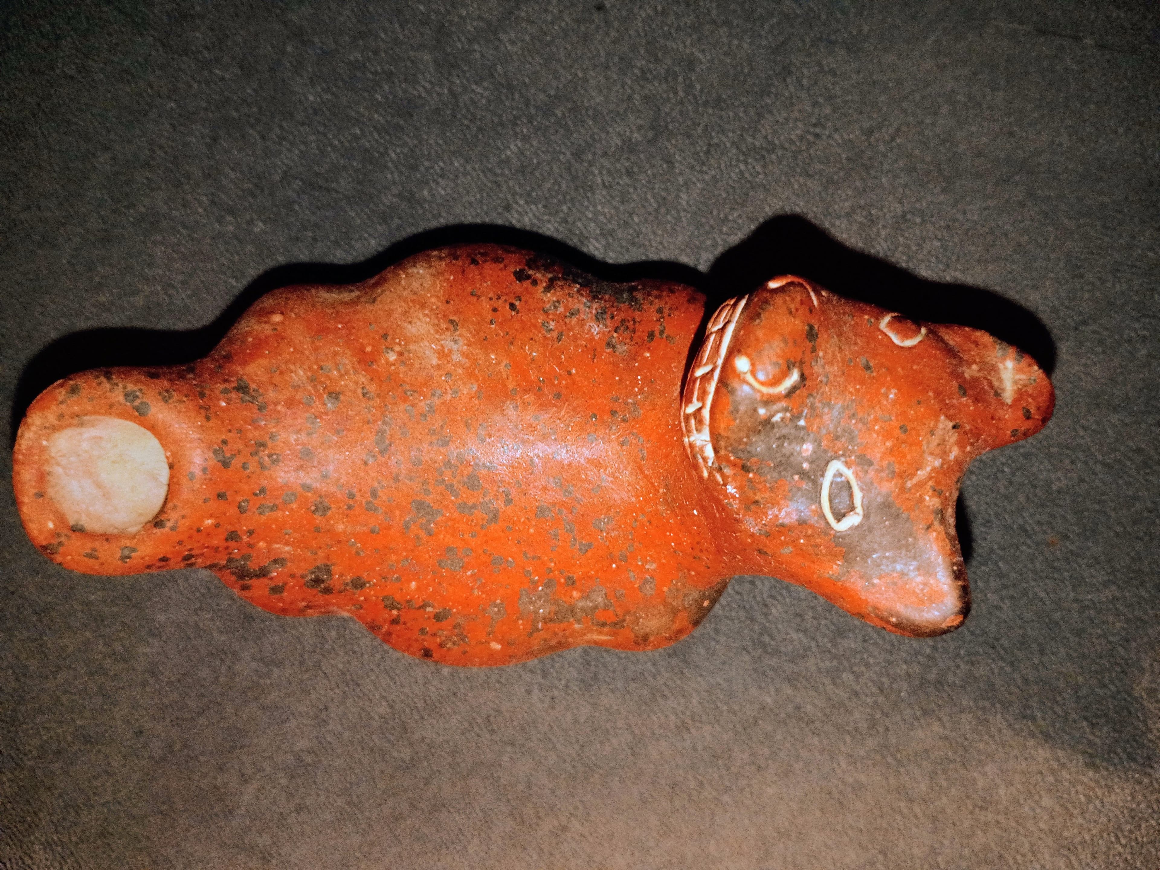 Vintage Red Clay Animal Figurine with Incised Details - Thumbnail 4
