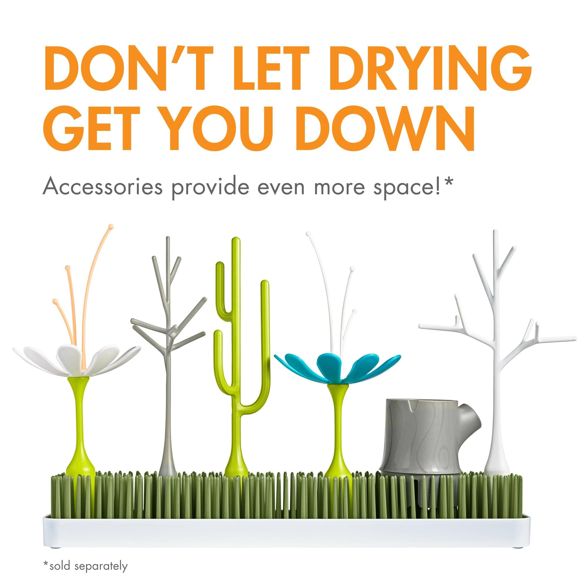 Boon Lawn Countertop Baby Bottle Drying Rack with Antimicrobial Tray - Baby Bott - Thumbnail 5