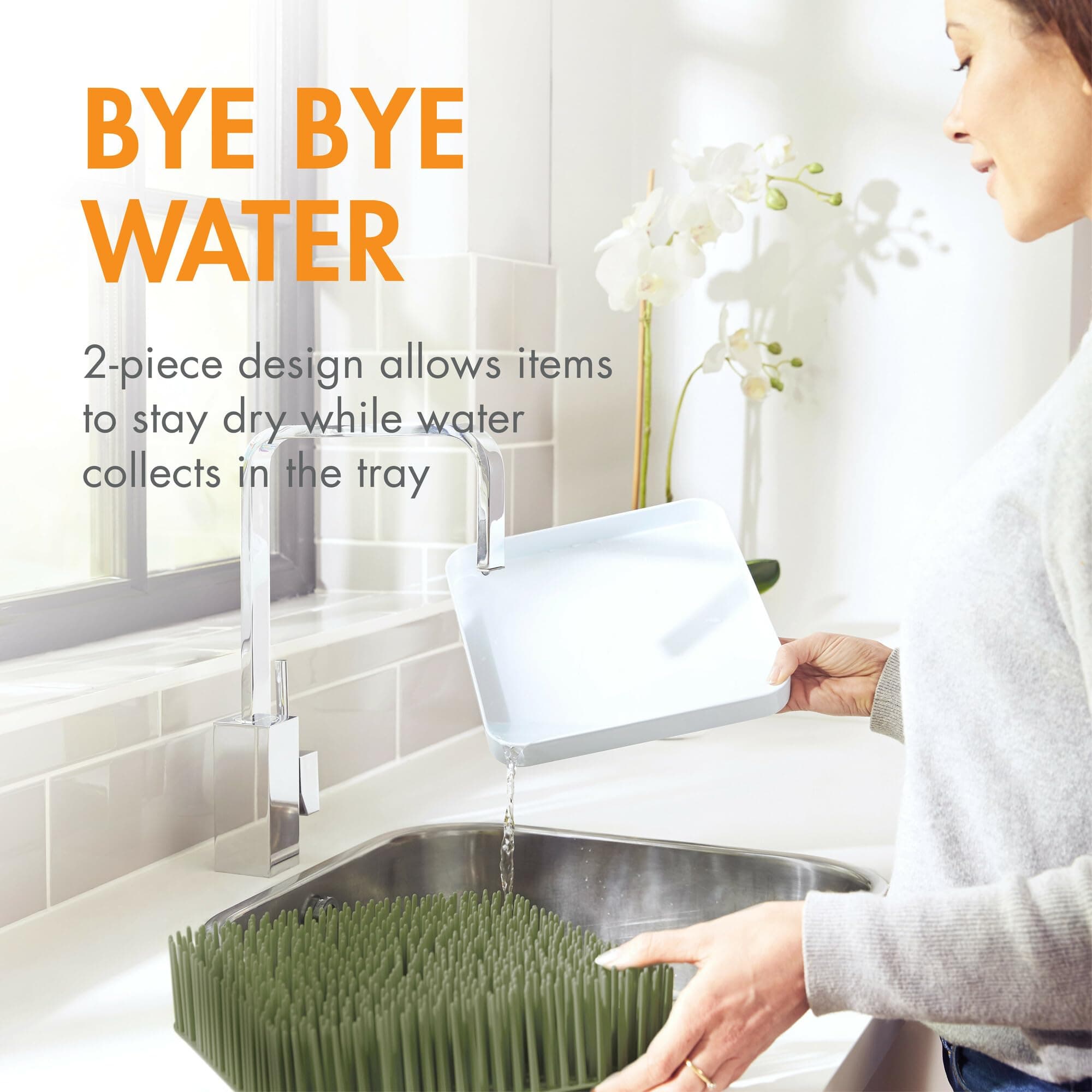 Boon Lawn Countertop Baby Bottle Drying Rack with Antimicrobial Tray - Baby Bott - Thumbnail 4