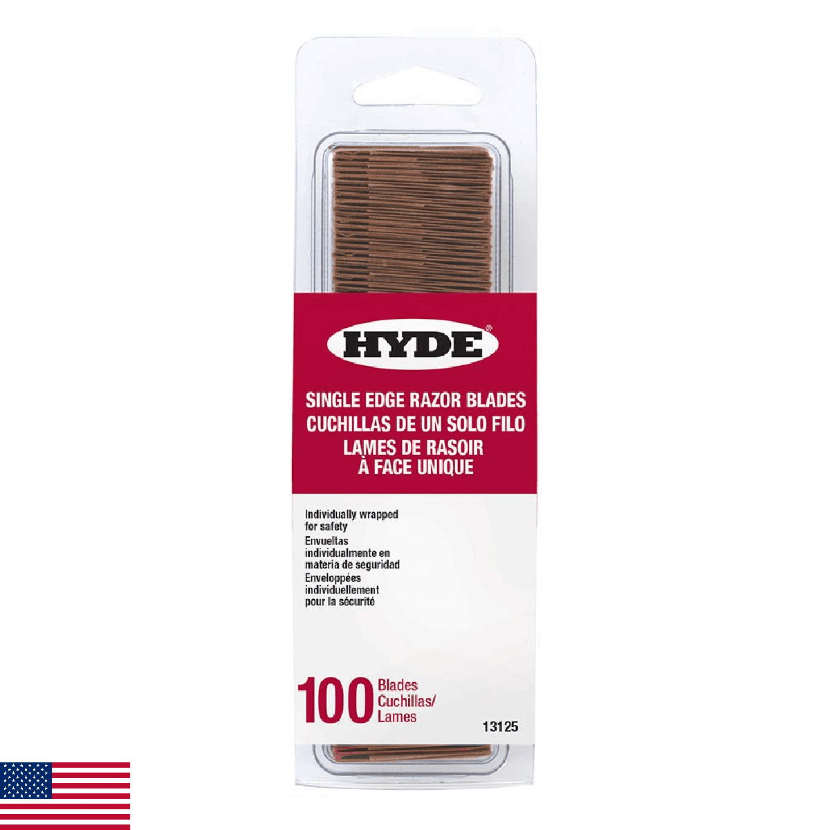 HYDE 13125 Single Edge Razor Blades, 100 Pack - Image 1