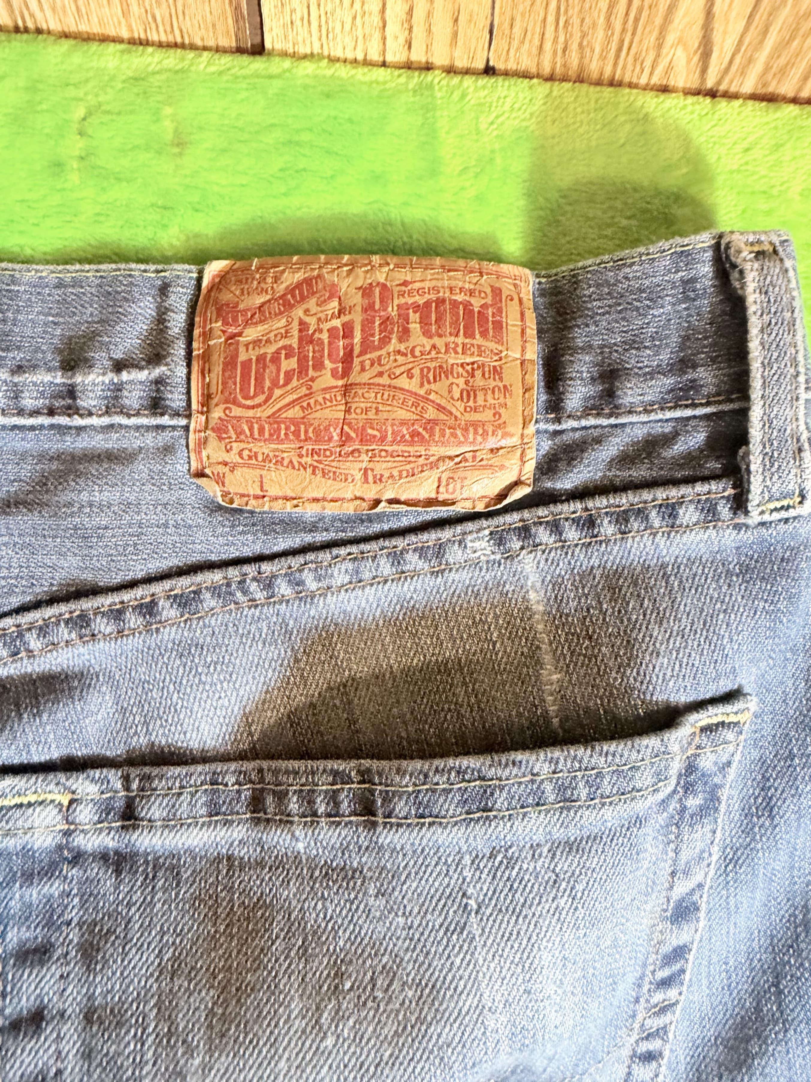 Lucky Brand Long Inseam 34x32 Men's Jeans Light Wash Distressed - Thumbnail 10