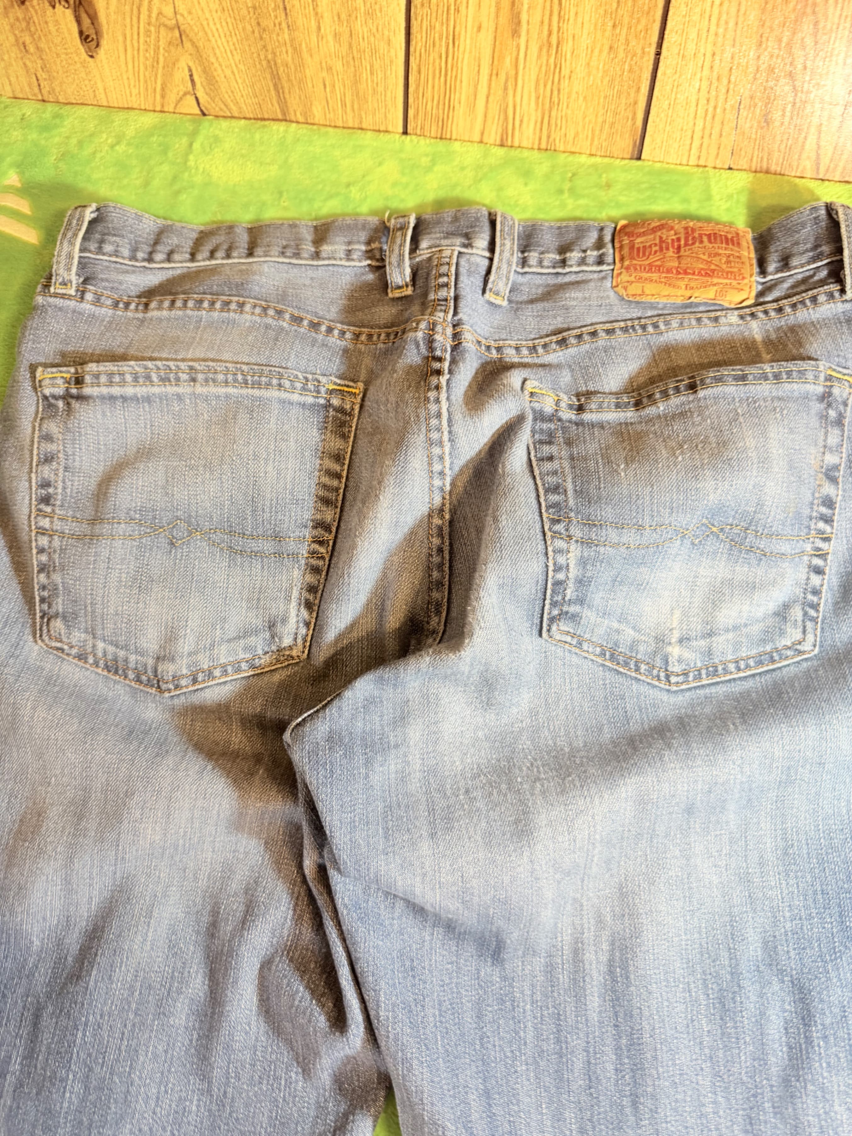 Lucky Brand Long Inseam 34x32 Men's Jeans Light Wash Distressed - Thumbnail 11