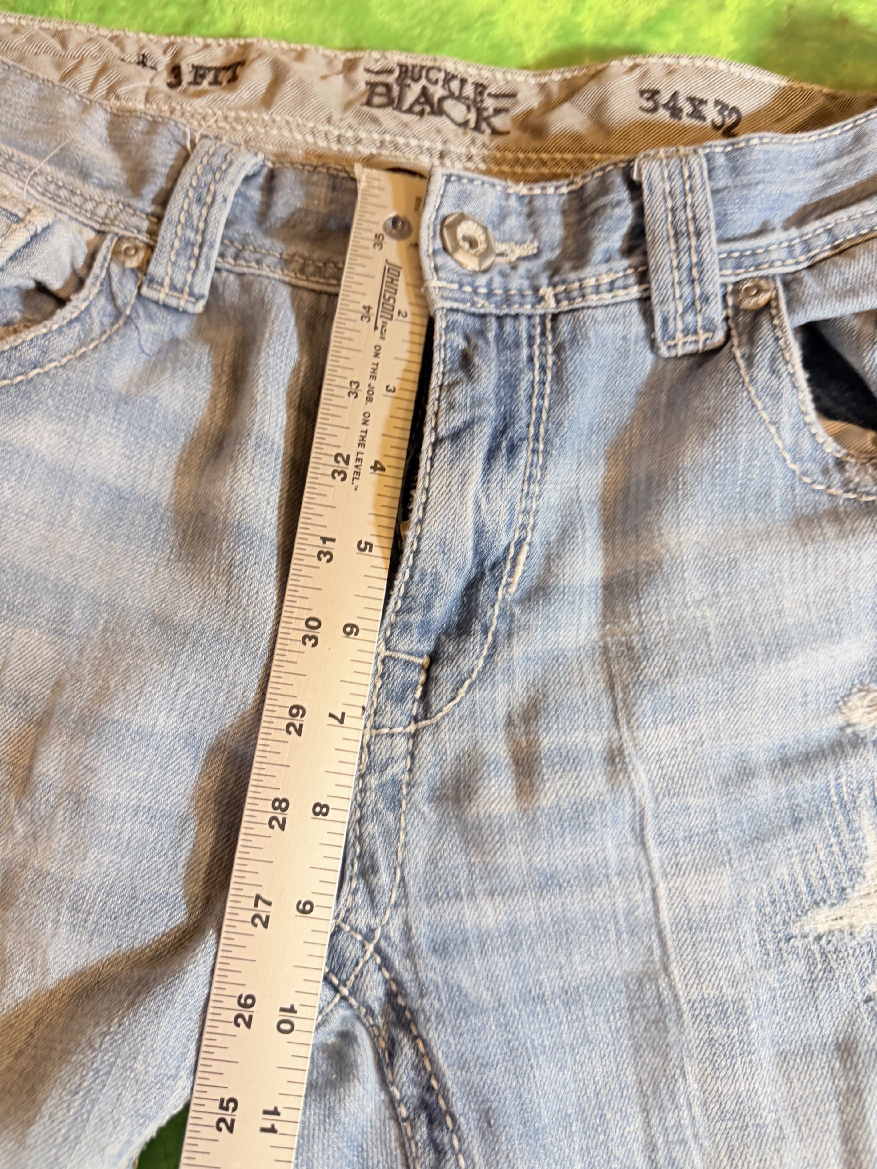 Buckle Black BBLA316 Light Wash Distressed Bootcut Men’s Jeans 34x32 - Thumbnail 12