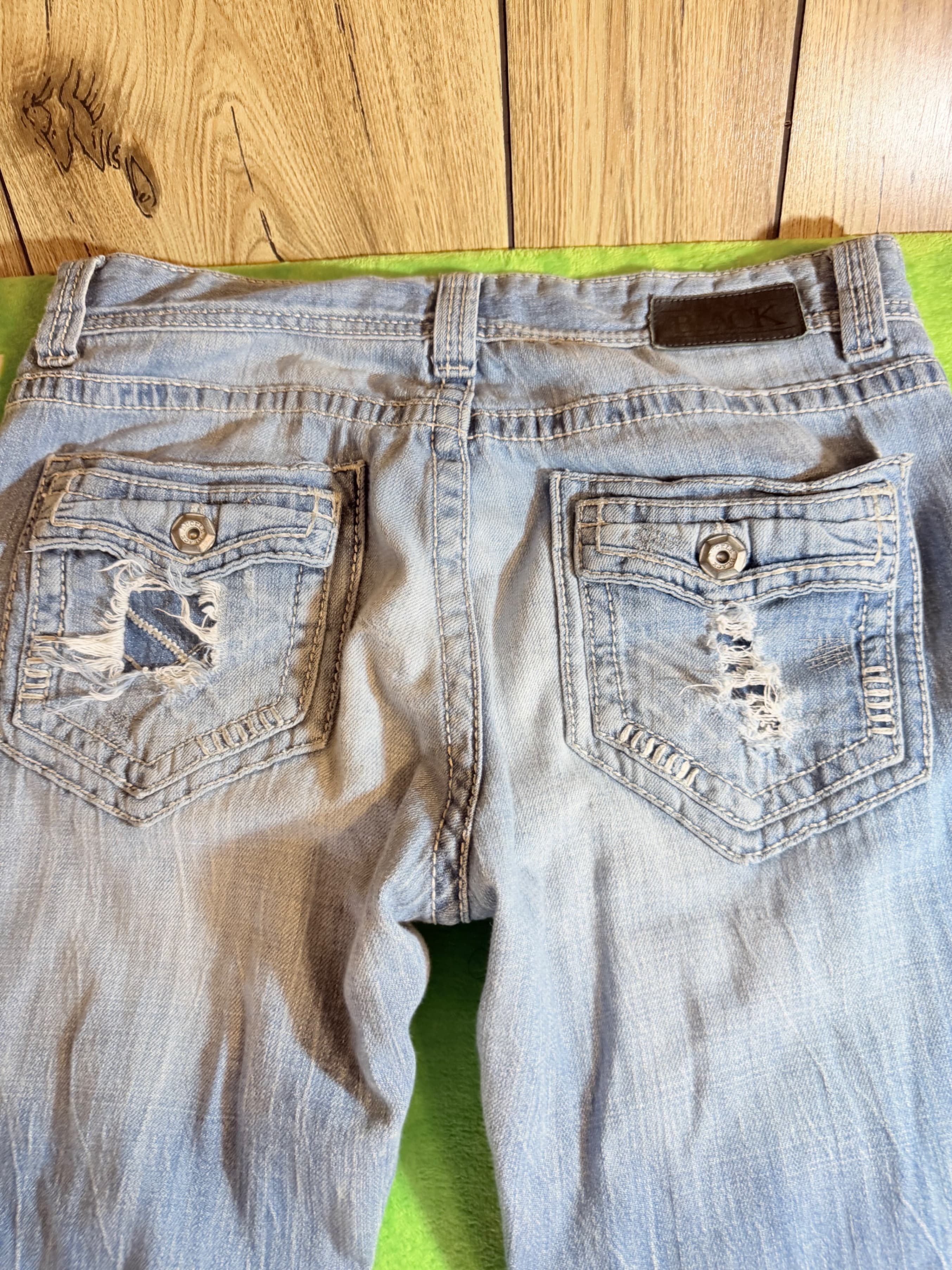 Buckle Black BBLA316 Light Wash Distressed Bootcut Men’s Jeans 34x32 - Thumbnail 7